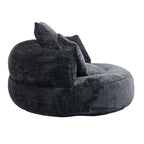 Pouf poire géant noir surdimensionné en chenille de 42,52 pouces avec trois coussins pour chambre à coucher