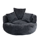 Pouf poire géant noir surdimensionné en chenille de 42,52 pouces avec trois coussins pour chambre à coucher