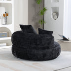 Pouf poire géant noir surdimensionné en chenille de 42,52 pouces avec trois coussins pour chambre à coucher