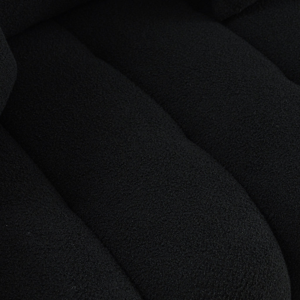 Canapé 3 places Teddy noir avec coussins de dossier et structure en bois