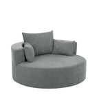 Fauteuil lounge rond en chenille, avec accoudoirs et base pivotante à 360° et 3 coussins amovibles