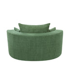 Fauteuil lounge rond en chenille, avec accoudoirs et base pivotante à 360° et 3 coussins amovibles