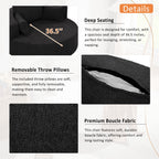 Fauteuil lounge rond en chenille, avec accoudoirs et base pivotante à 360° et 3 coussins amovibles