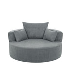Fauteuil lounge rond en chenille, avec accoudoirs et base pivotante à 360° et 3 coussins amovibles