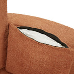 Fauteuil lounge rond en chenille, avec accoudoirs et base pivotante à 360° et 3 coussins amovibles