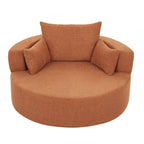 Fauteuil lounge rond en chenille, avec accoudoirs et base pivotante à 360° et 3 coussins amovibles