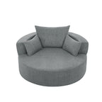 Fauteuil lounge rond en chenille, avec accoudoirs et base pivotante à 360° et 3 coussins amovibles