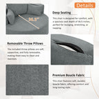 Fauteuil lounge rond en chenille, avec accoudoirs et base pivotante à 360° et 3 coussins amovibles