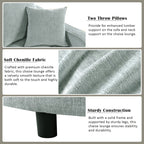 Canapé-lit méridienne en chenille, canapé rembourré avec dossier capitonné et 2 coussins amovibles pour salon