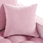 Canapé-lit méridienne en chenille, canapé rembourré avec dossier capitonné et 2 coussins amovibles pour salon