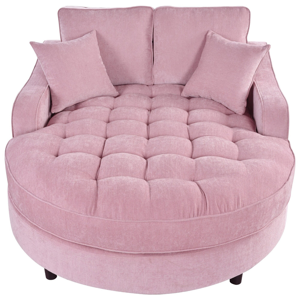 Canapé-lit méridienne en chenille, canapé rembourré avec dossier capitonné et 2 coussins amovibles pour salon