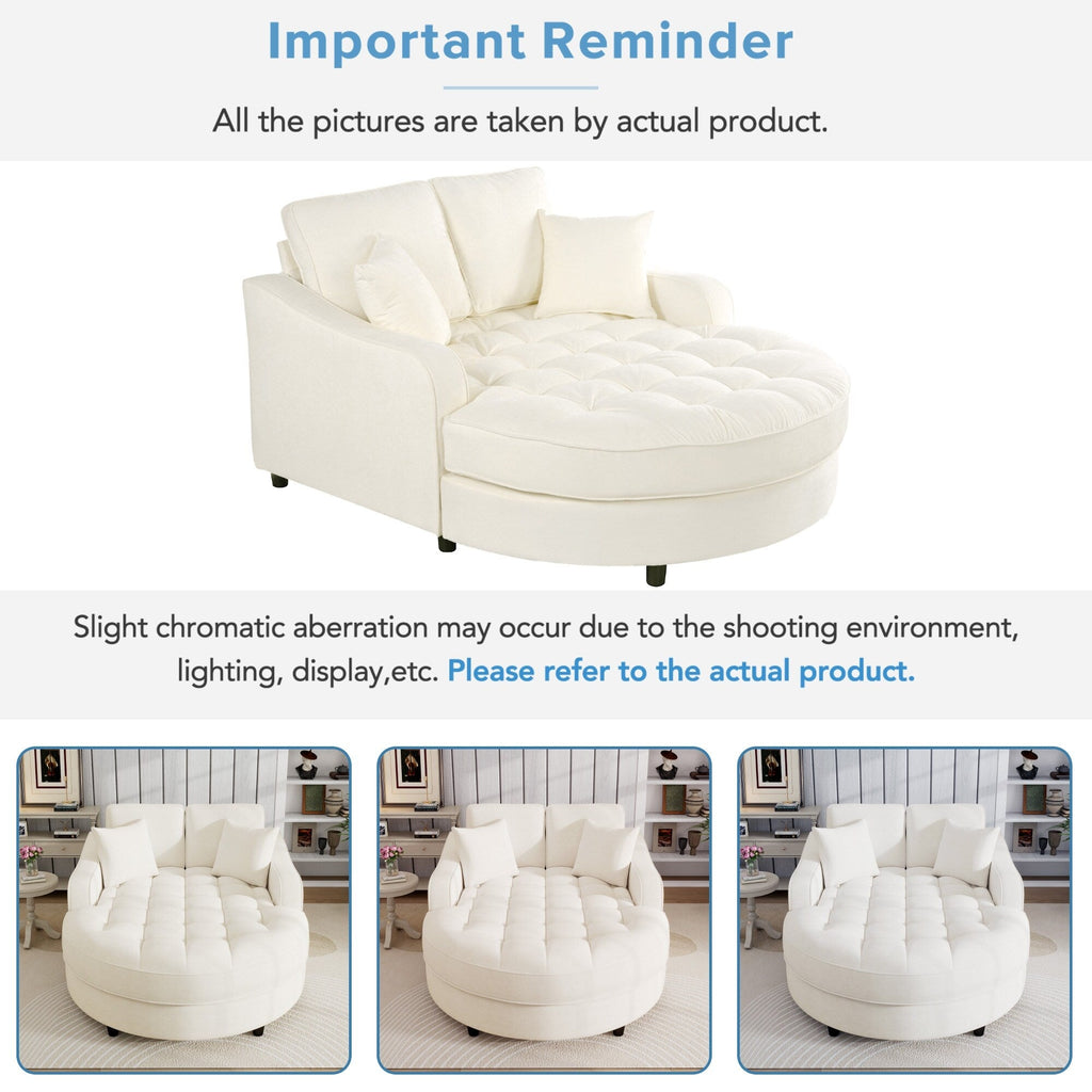 Canapé-lit méridienne en chenille, canapé rembourré avec dossier capitonné et 2 coussins amovibles pour salon