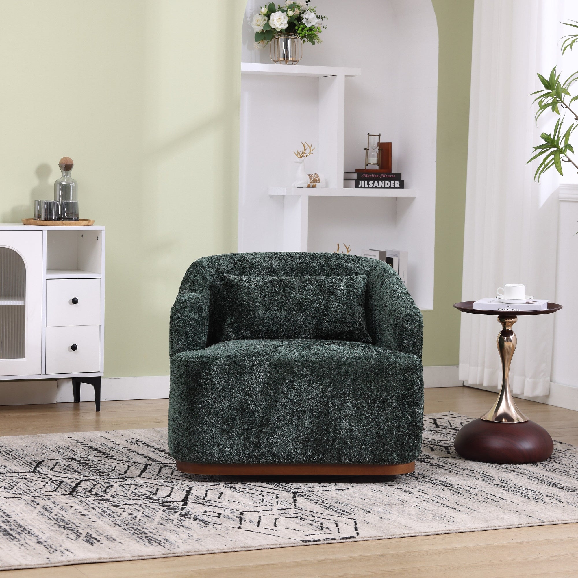 Fauteuil pivotant en chenille, canapé d'appoint confortable à 360 degrés pour salon, chambre et bureau avec coussin amovible