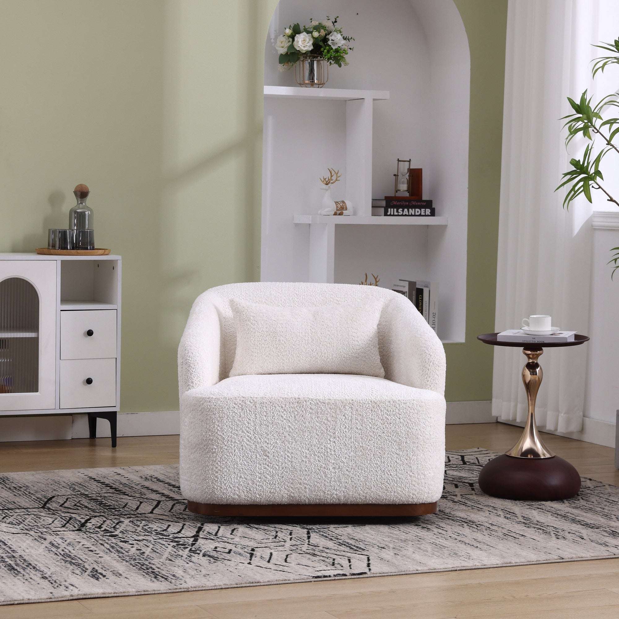 Fauteuil pivotant en chenille, canapé d'appoint confortable à 360 degrés pour salon, chambre et bureau avec coussin amovible