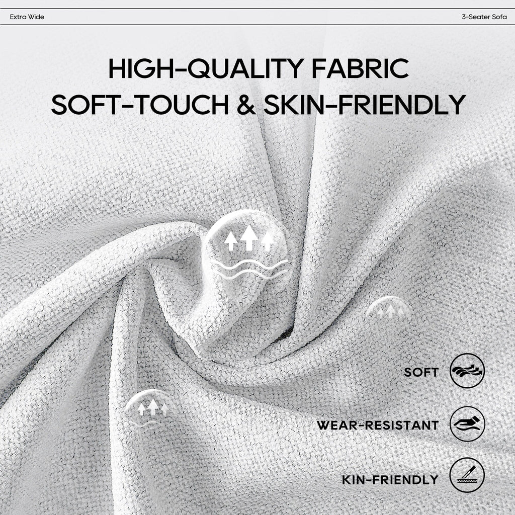 Canapé d'angle modulaire Cloud 144 avec pouf - Canapé de salon en tissu chenille moelleux