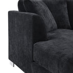 Canapé d'angle Cloud, ensemble de canapé de luxe en forme de L avec 2 coussins offerts, mobilier d'intérieur 4 places en chenille avec méridienne surdimensionnée