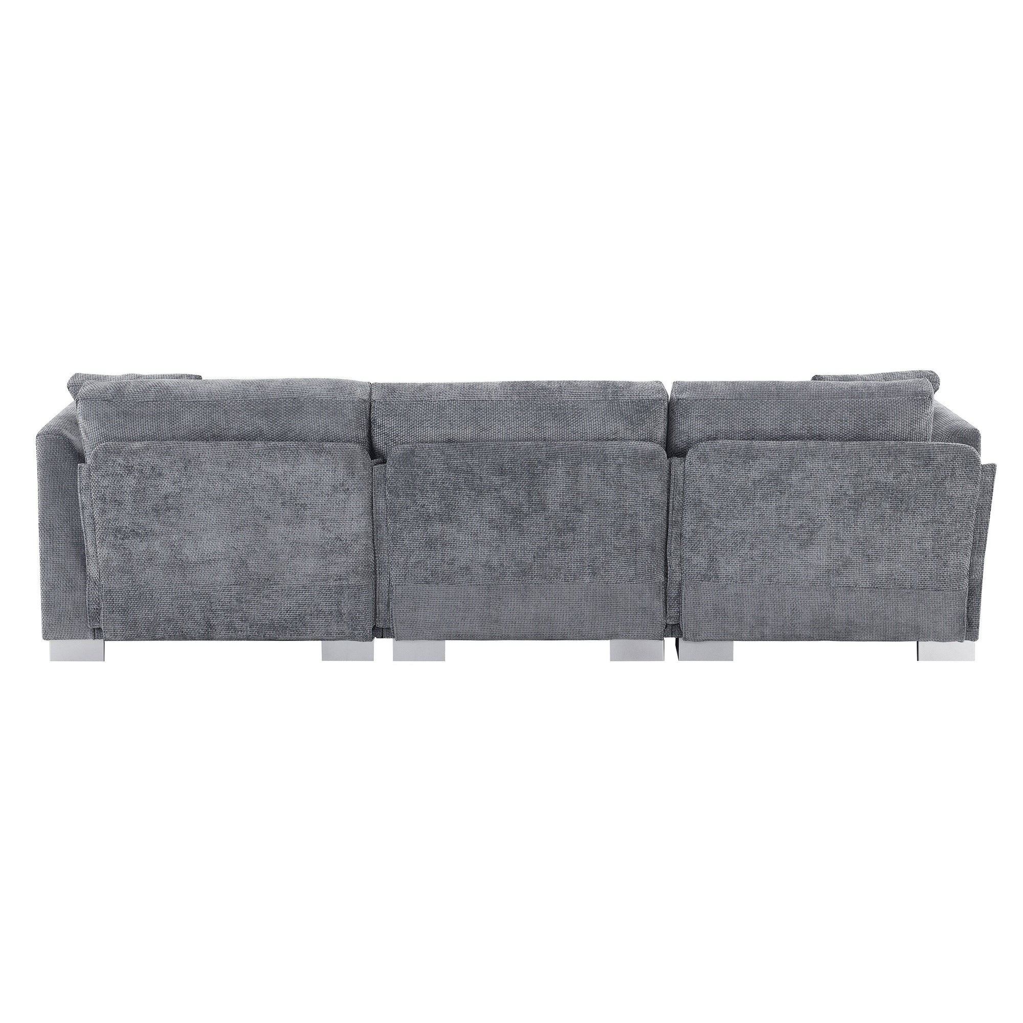 Canapé d'angle Cloud, ensemble de canapé de luxe en forme de L avec 2 coussins offerts, mobilier d'intérieur 4 places en chenille avec méridienne surdimensionnée