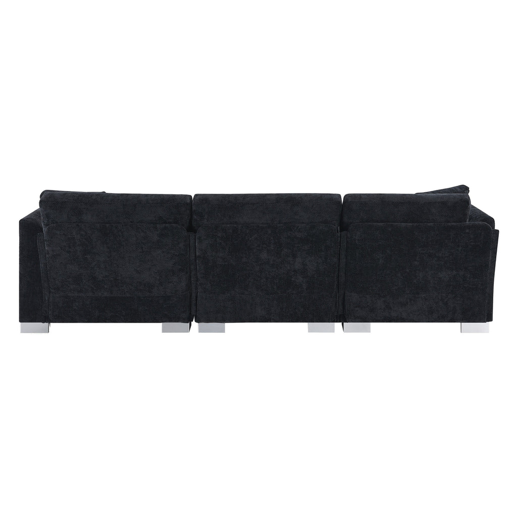 Canapé d'angle Cloud, ensemble de canapé de luxe en forme de L avec 2 coussins offerts, mobilier d'intérieur 4 places en chenille avec méridienne surdimensionnée