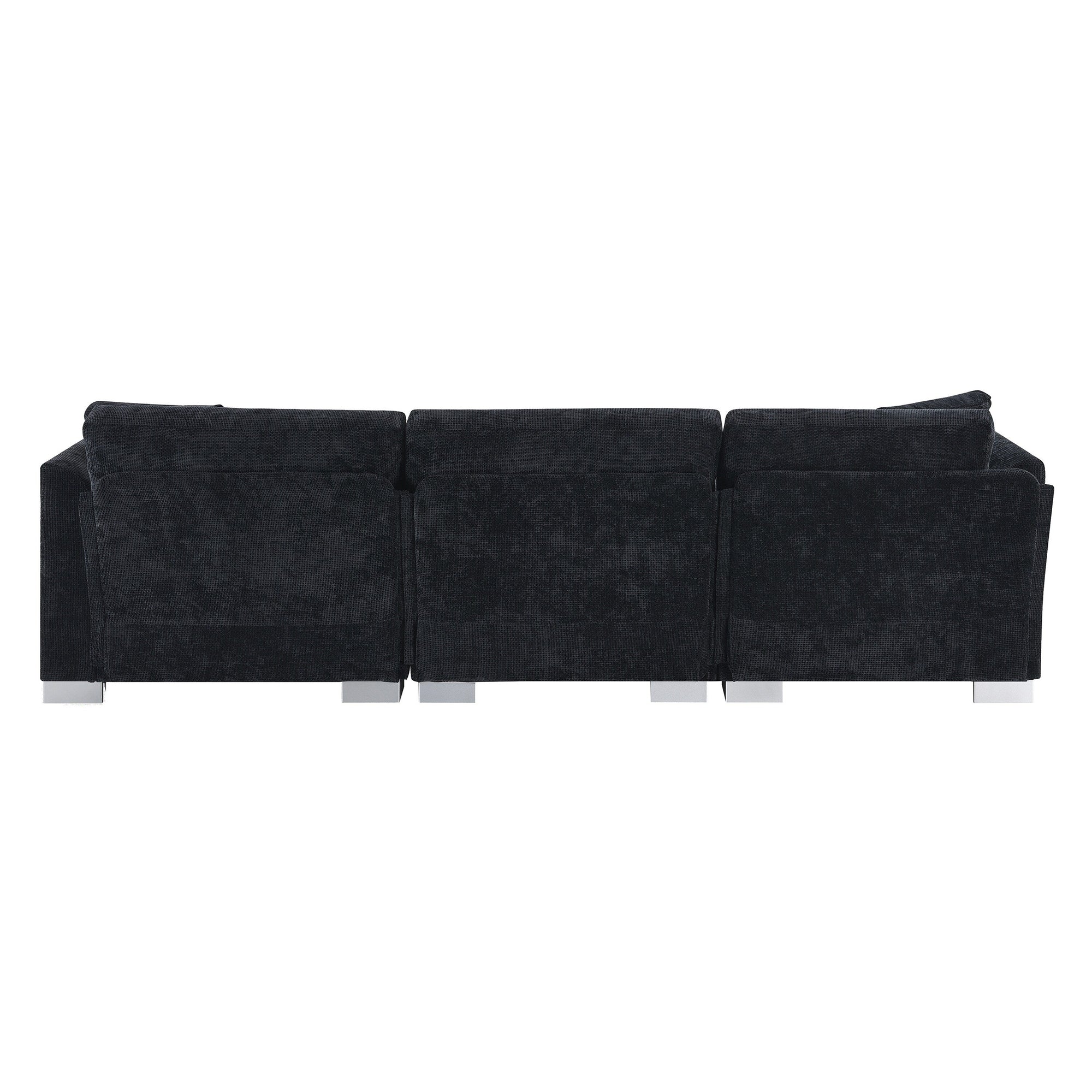 Canapé d'angle Cloud, ensemble de canapé de luxe en forme de L avec 2 coussins offerts, mobilier d'intérieur 4 places en chenille avec méridienne surdimensionnée