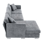 Canapé d'angle Cloud, ensemble de canapé de luxe en forme de L avec 2 coussins offerts, mobilier d'intérieur 4 places en chenille avec méridienne surdimensionnée