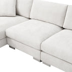 Canapé d'angle Cloud, ensemble de canapé de luxe en forme de L avec 2 coussins offerts, mobilier d'intérieur 4 places en chenille avec méridienne surdimensionnée