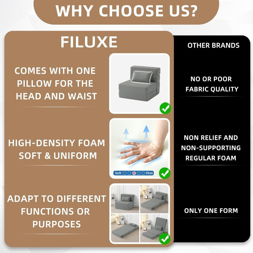 Canapé-lit convertible pliant - Fauteuil-lit moderne en lin avec oreiller et matelas pliable pour salon/chambre d'étudiant/chambre d'amis