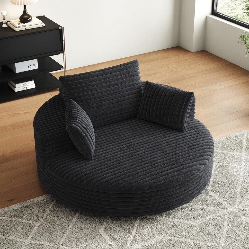 Fauteuil pivotant simple en velours côtelé et mousse chenille