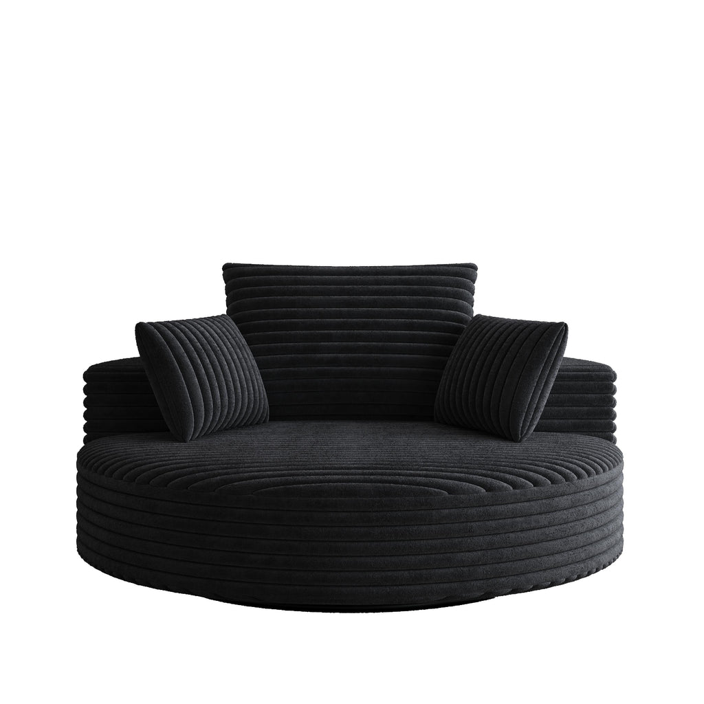 Fauteuil pivotant simple en velours côtelé et mousse chenille