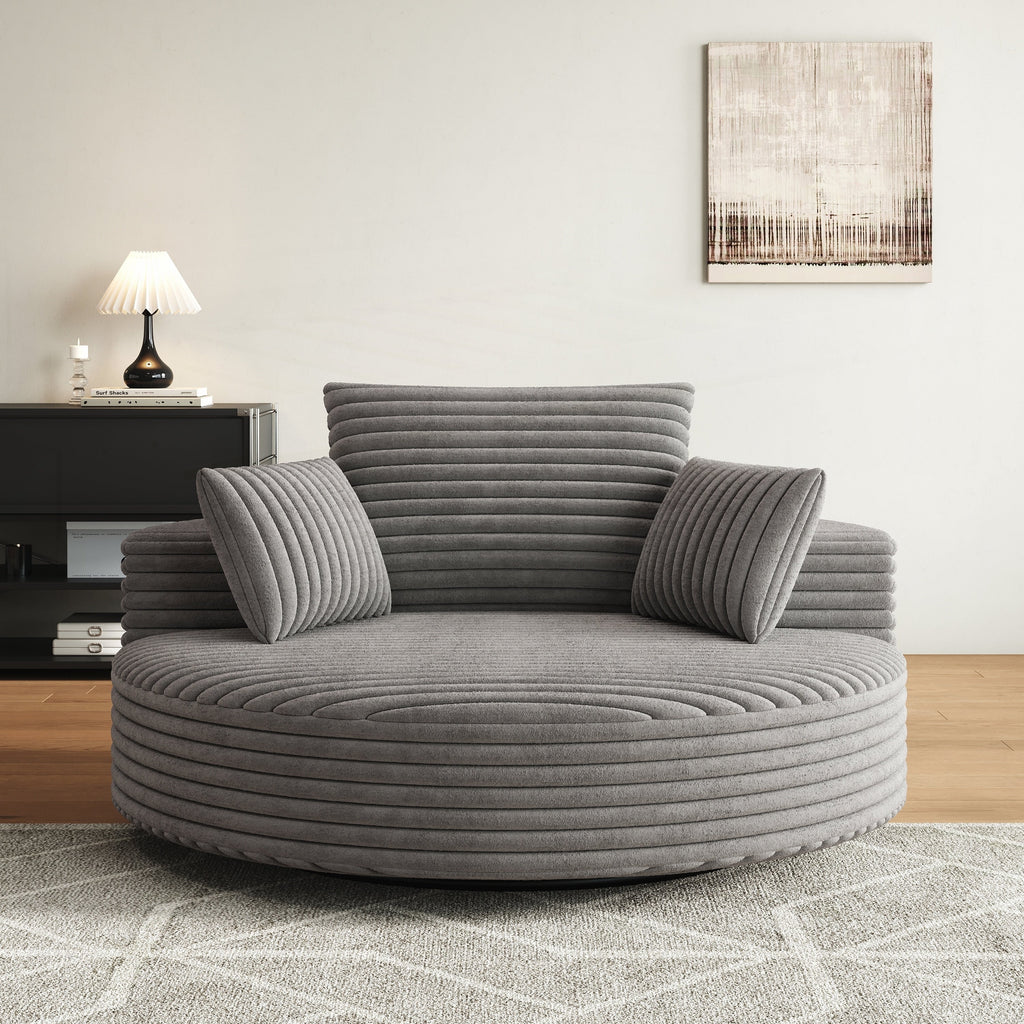 Fauteuil pivotant simple en velours côtelé et mousse chenille