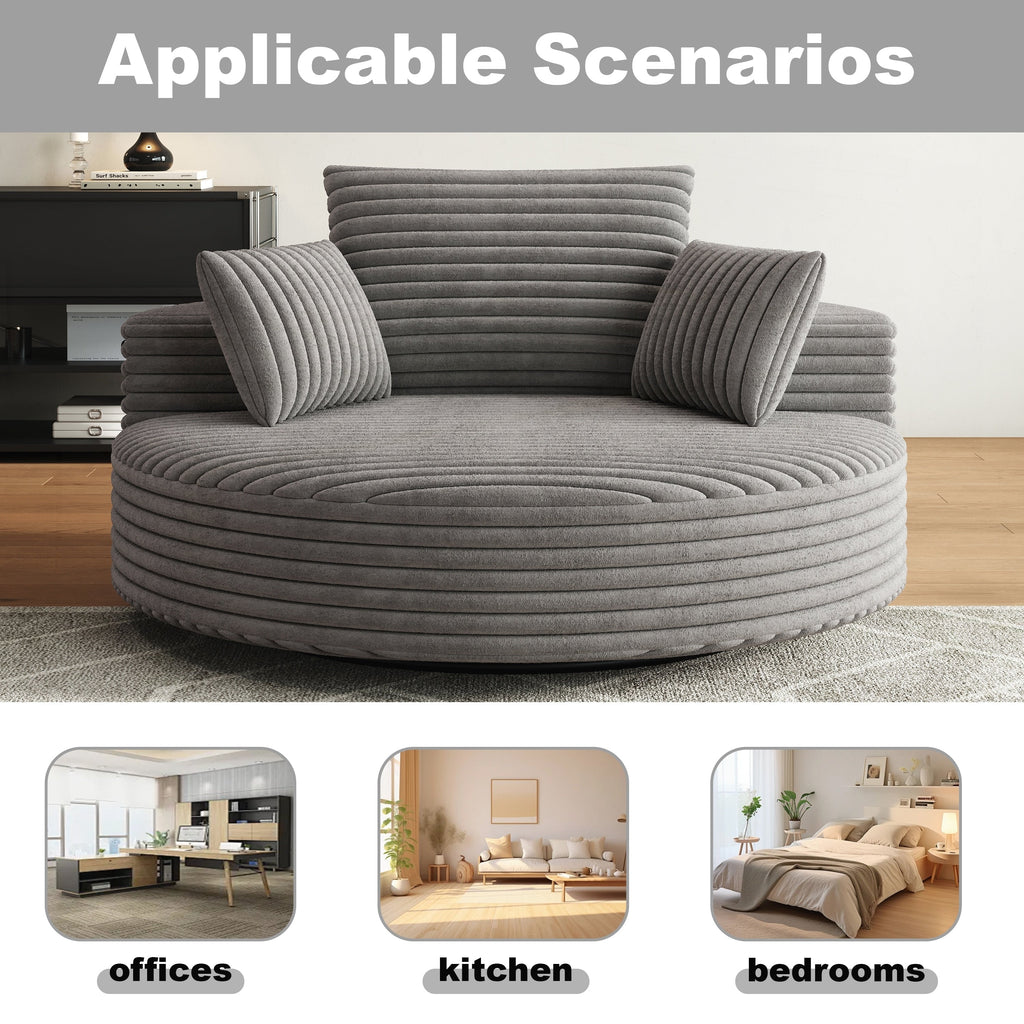 Fauteuil pivotant simple en velours côtelé et mousse chenille