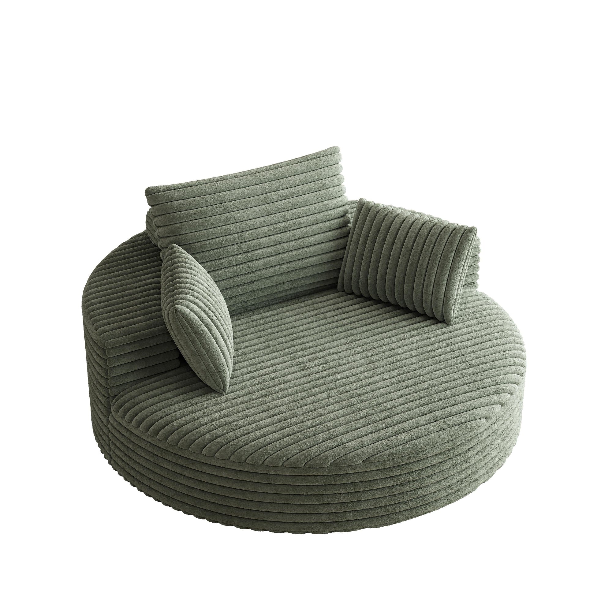 Fauteuil pivotant simple en velours côtelé et mousse chenille