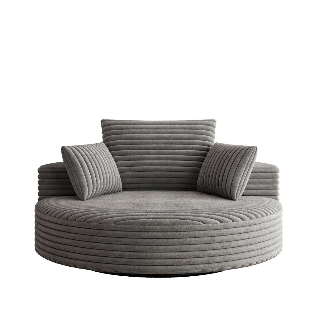 Fauteuil pivotant simple en velours côtelé et mousse chenille