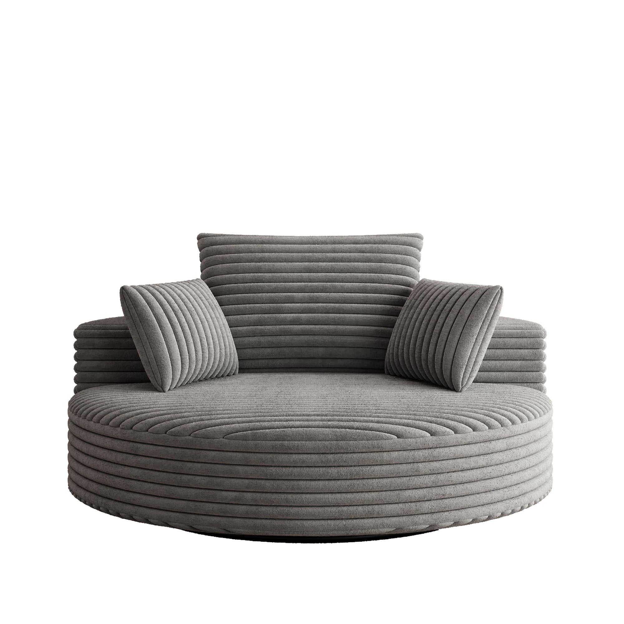 Fauteuil pivotant simple en velours côtelé et mousse chenille
