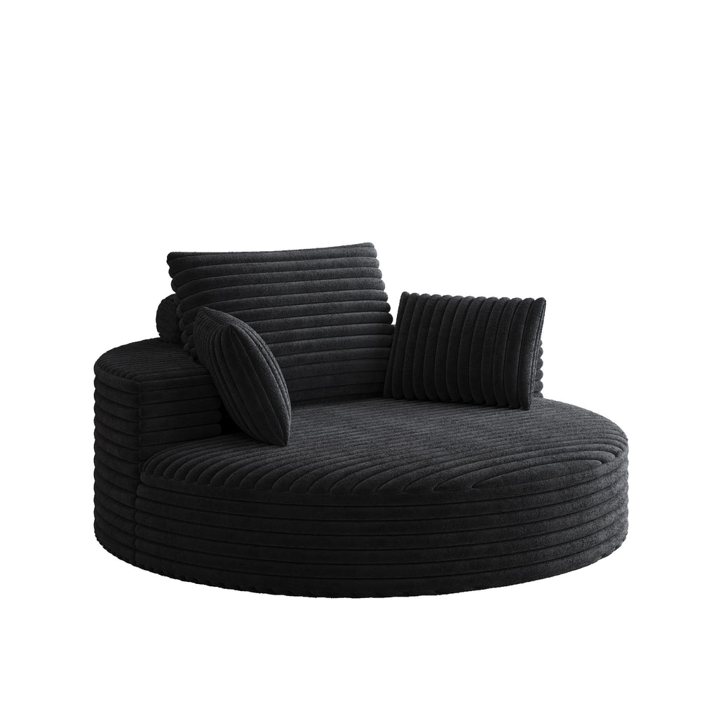 Fauteuil pivotant simple en velours côtelé et mousse chenille