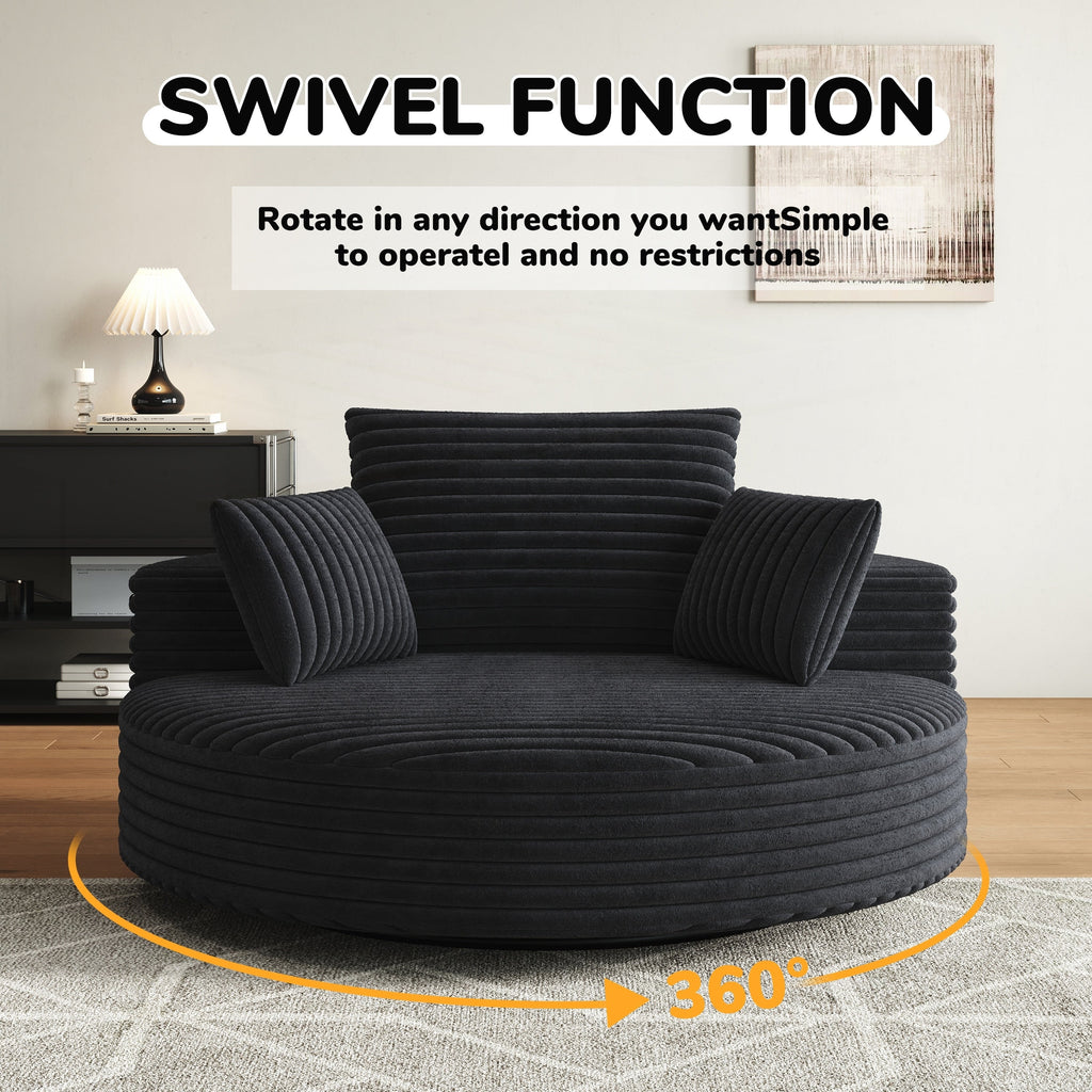 Fauteuil pivotant simple en velours côtelé et mousse chenille