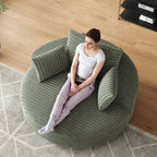 Fauteuil pivotant simple en velours côtelé et mousse chenille