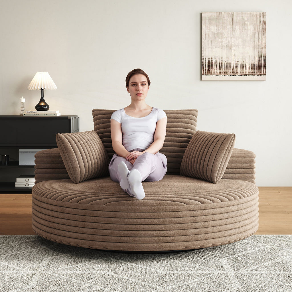 Fauteuil pivotant simple en velours côtelé et mousse chenille