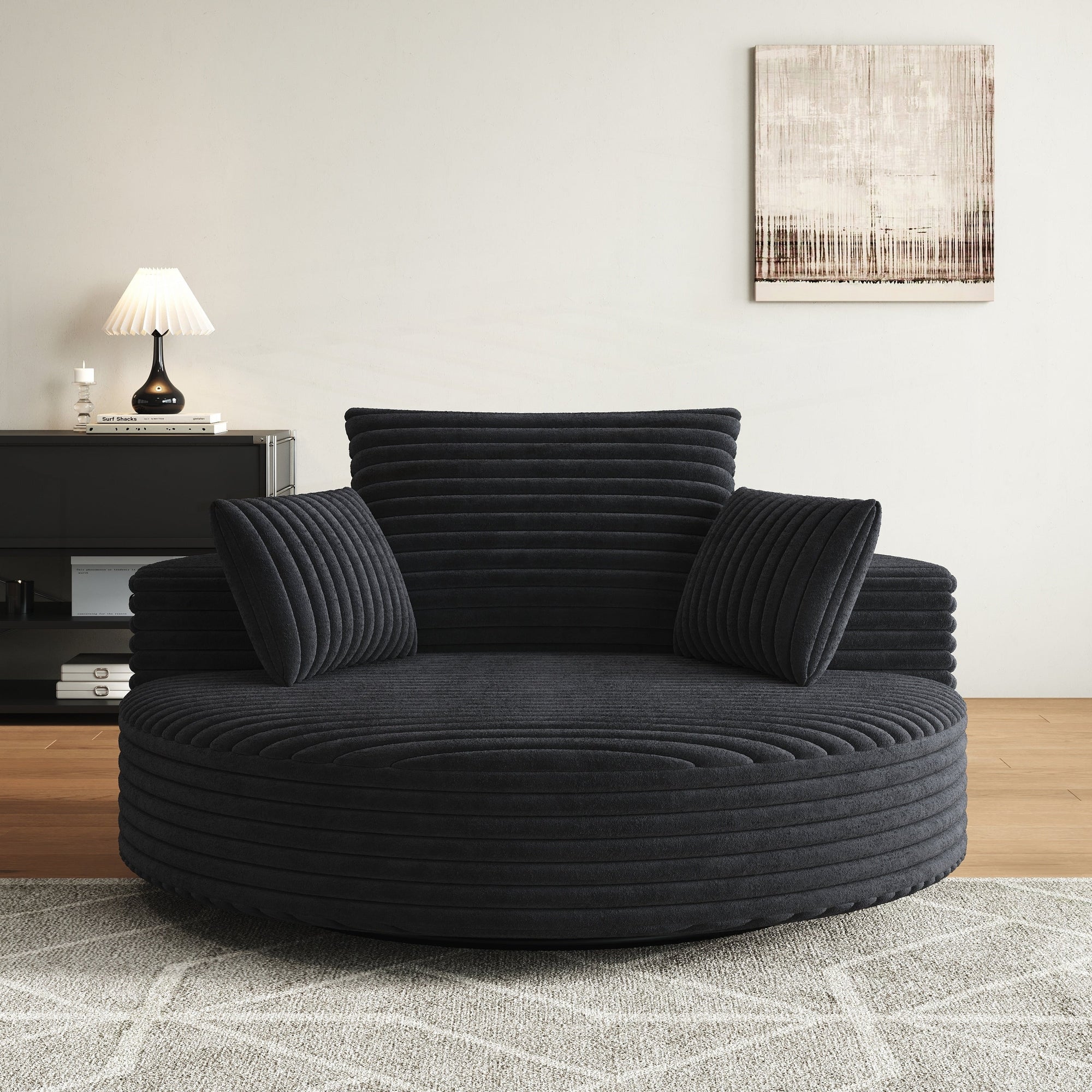 Fauteuil pivotant simple en velours côtelé et mousse chenille