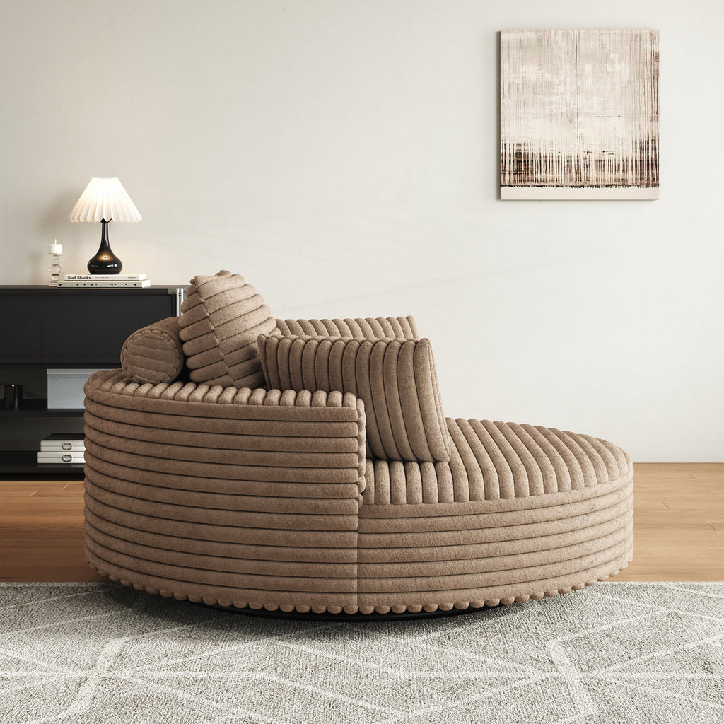 Fauteuil pivotant simple en velours côtelé et mousse chenille