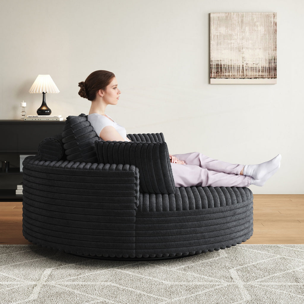 Fauteuil pivotant simple en velours côtelé et mousse chenille
