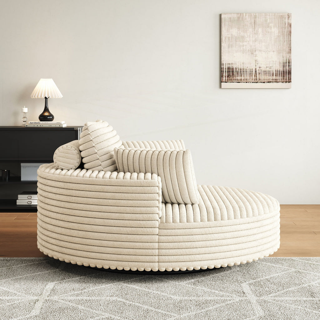 Fauteuil pivotant simple en velours côtelé et mousse chenille