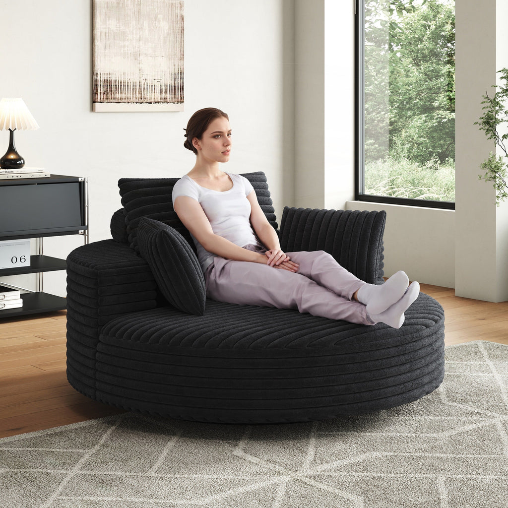 Fauteuil pivotant simple en velours côtelé et mousse chenille