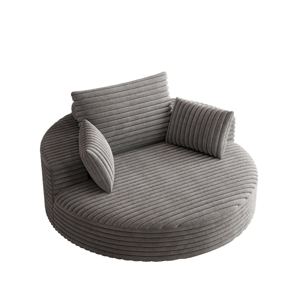 Fauteuil pivotant simple en velours côtelé et mousse chenille