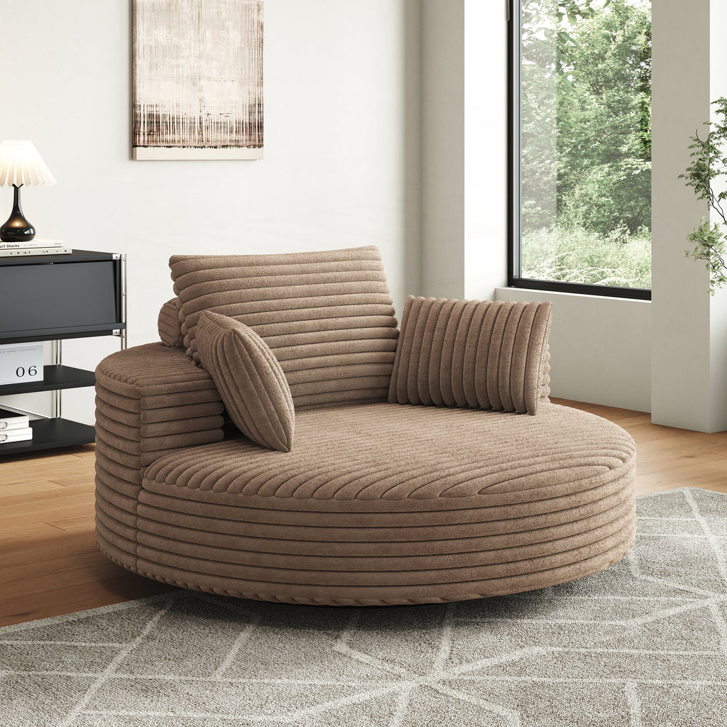 Fauteuil pivotant simple en velours côtelé et mousse chenille