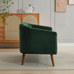 Canapé 2 places recouvert de tissu velours côtelé avec pieds en noyer