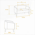 Canapé 2 places recouvert de tissu velours côtelé avec pieds en noyer