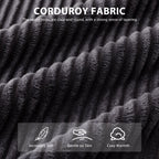 Canapé en velours côtelé avec pouf intégré et mousse à mémoire de forme - 123 cm (L) x 172 cm (l) x 62 cm (H)