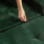 Canapé en velours côtelé avec pouf intégré et mousse à mémoire de forme - 123 cm (L) x 172 cm (l) x 62 cm (H)