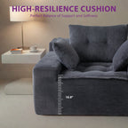 Canapé en velours côtelé avec pouf intégré et mousse à mémoire de forme - 123 cm (L) x 172 cm (l) x 62 cm (H)