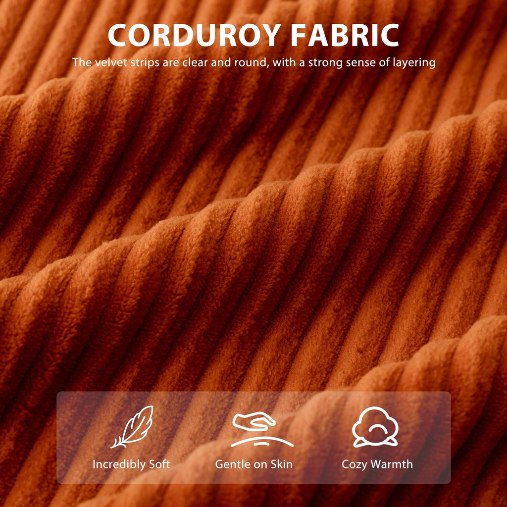 Canapé en velours côtelé avec pouf intégré et mousse à mémoire de forme - 123 cm (L) x 172 cm (l) x 62 cm (H)